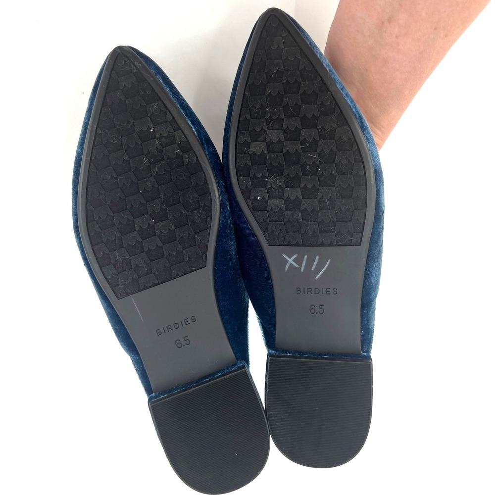 Birdies The Swan Jeweled Blue Velvet Slides Comfort Quilted Rhinestone Size 6.5 - Picture 4 of 9